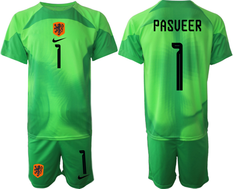 Men 2022 World Cup National Team Netherlands green goalkeeper #1 Soccer Jersey